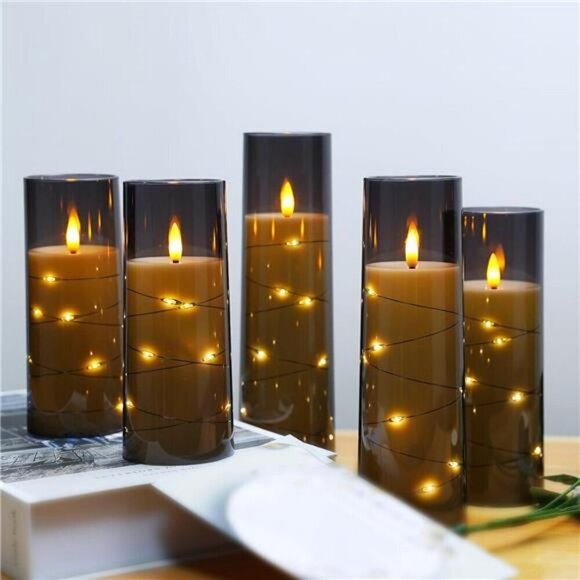 Flameless LED Candles with Timer 5 Pc Flickering Flameless Candles for Romantic - Picture 4 of 7